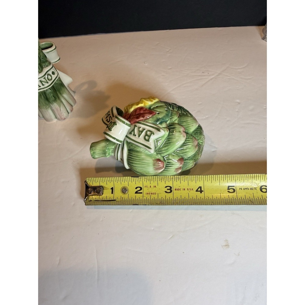 Vtg Fitz & Floyd Herb Garden Dill Sage Salt Pepper Shakers Artichoke Asparagus - Picture 13 of 14